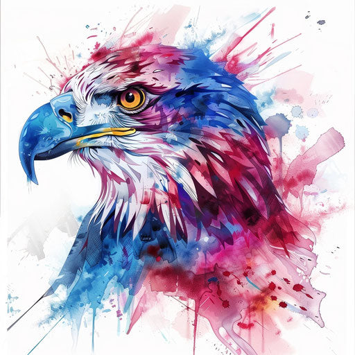 Abstract eagle tattoo design with vibrant watercolor splashes