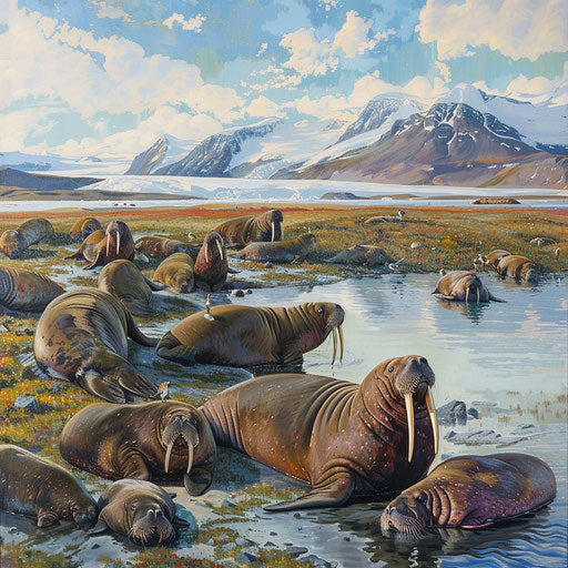 Vibrant Arctic Habitat of Seals and Walruses
