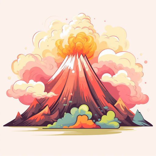 Volcano illustration in Pastel Colors Art style