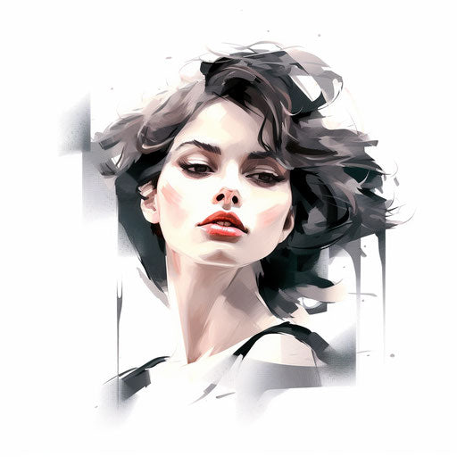 Adult artwork in the Chiaroscuro Art style, on white background