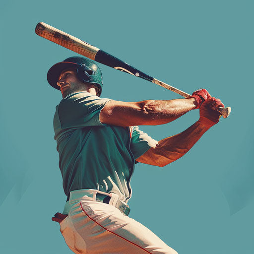Baseball player in realistic style with blue background, soft focus and light texture