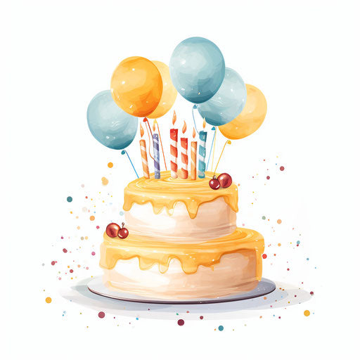 Birthday clipart in Minimalist style on white background