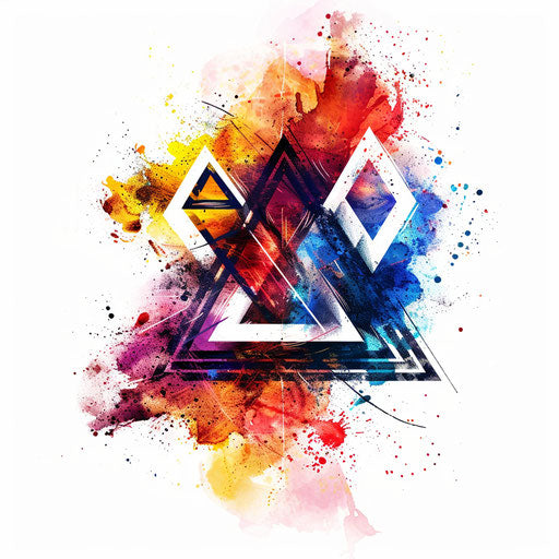 Colorful and artistic triangle tattoo illustration