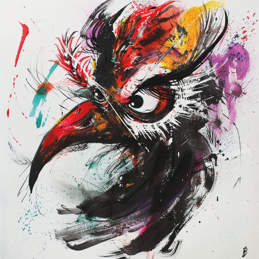 Expressionist tattoo sketch of a Tengu