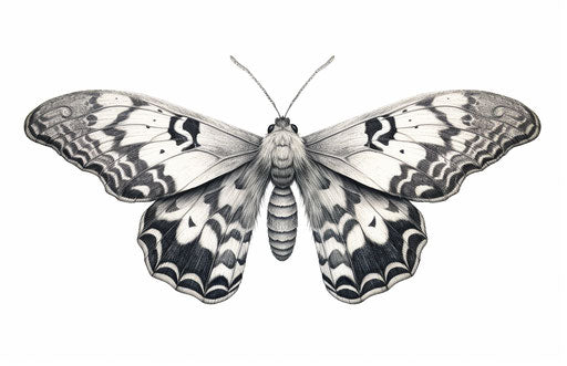 Moth drawings, moth painting, characterful pen and ink