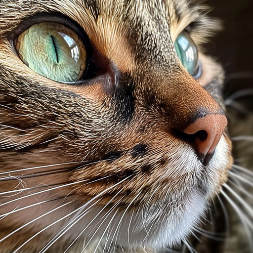 Brown cat close-up of the face