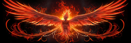 A photogenic logo of a fiery phoenix