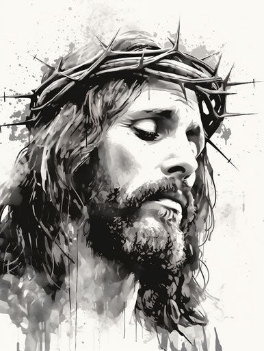 Vector crown of thorns, black and white portraits style