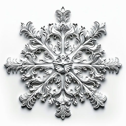 Snowflake clipart, photo realistic style, flat white background