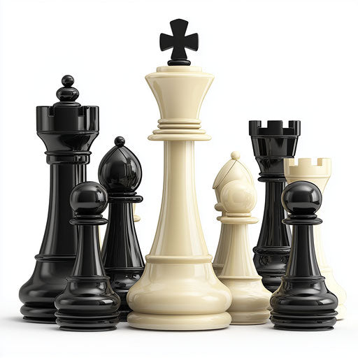3D Chess Set on Flat White Background