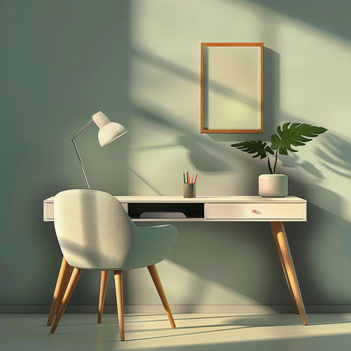 Realistic desk clipart with random flat background