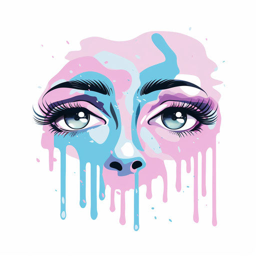 Crying illustration in the style of pastel colors, on white background