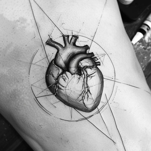 Black heart with angular lines and futuristic vibe