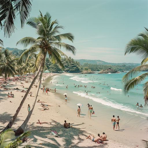 Palolem Beach, India with families under the sun and sea