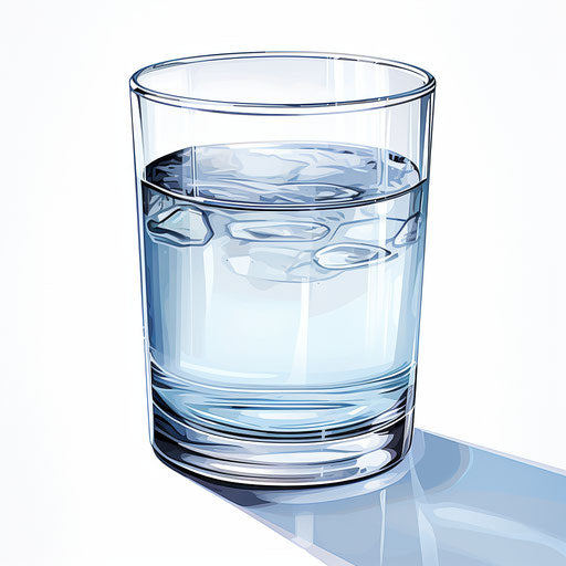 Glass of water Chiaroscuro Art style, on white background