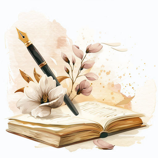 Poetry illustration in realistic style on white background