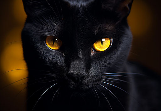 Black cat in dark wiccan style, distinctive noses, petcore