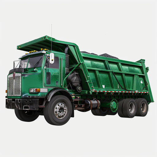 Realistic garbage truck on flat white background