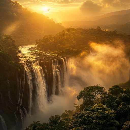 Athirapally Falls with epic golden hour light