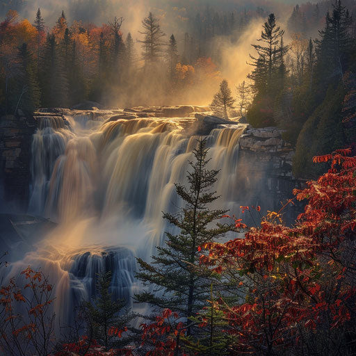 Blackwater Falls, West Virginia, dramatic lighting and shadows