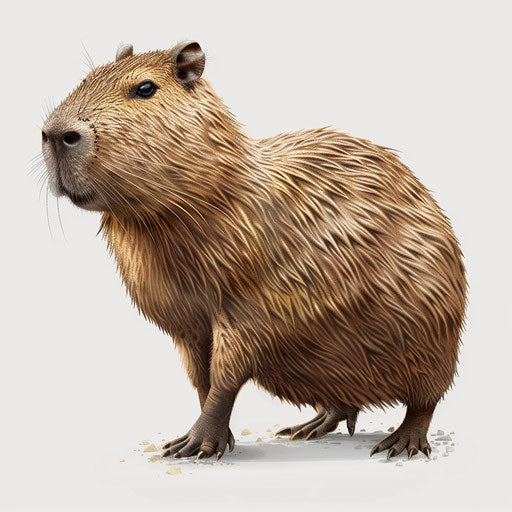 Photo realistic capybara clipart on flat white background