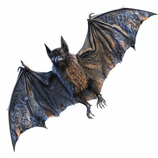 Photo realistic bat clip art on flat white background