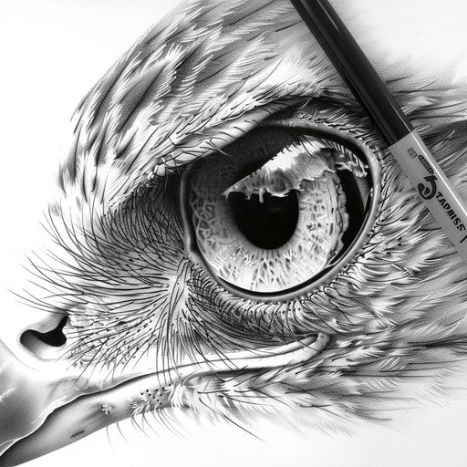 Photorealistic drawing of a hawk eye as tattoo design