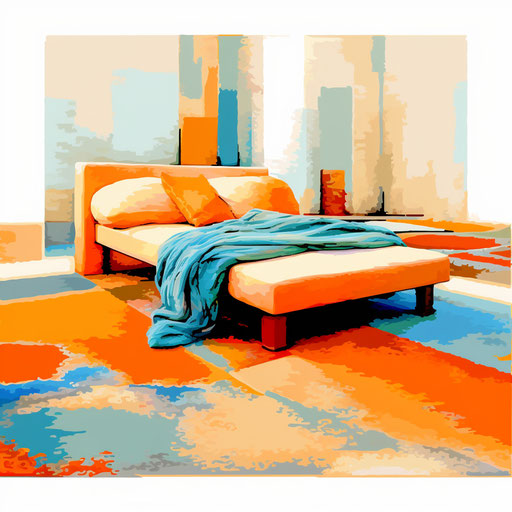 Impressionistic Art carpet on white background