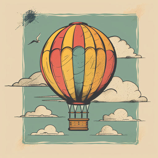 Adventurous tattoo sketch of a hot air balloon in the sky
