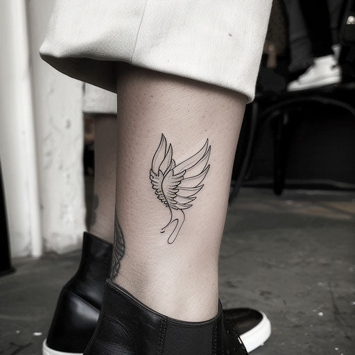 Minimalist winged sandal on pristine white canvas