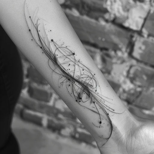 Dynamic Andromeda constellation tattoo in brushstroke style