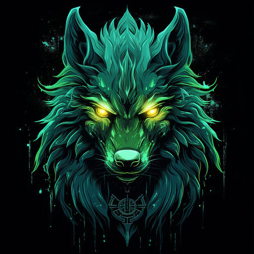 Wolf t shirt illustration on black background