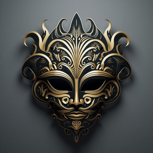 Tribal masquerade mask art print, in Maori style, positive/negative space