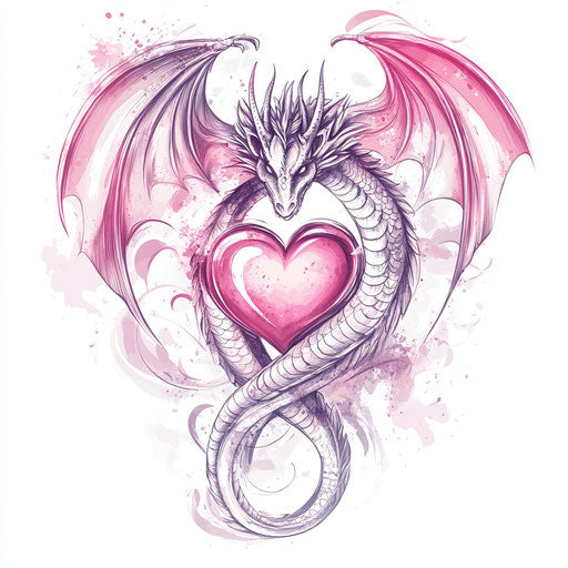 Dragon tattoo sketch for women in flat clipart style