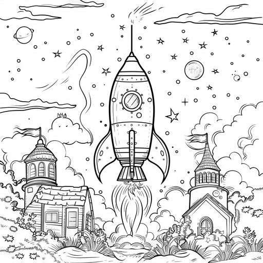 Playful rocket launching into space