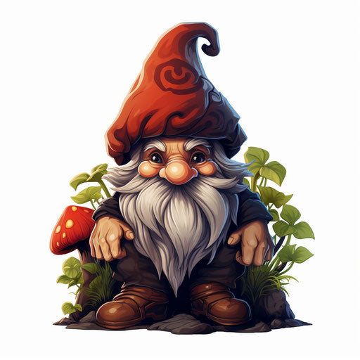 Clipart gnome in the style of Chiaroscuro Art, on a white background