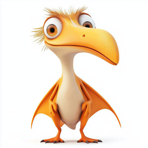 3D Pterodactyl with flat white background, isolated clipart