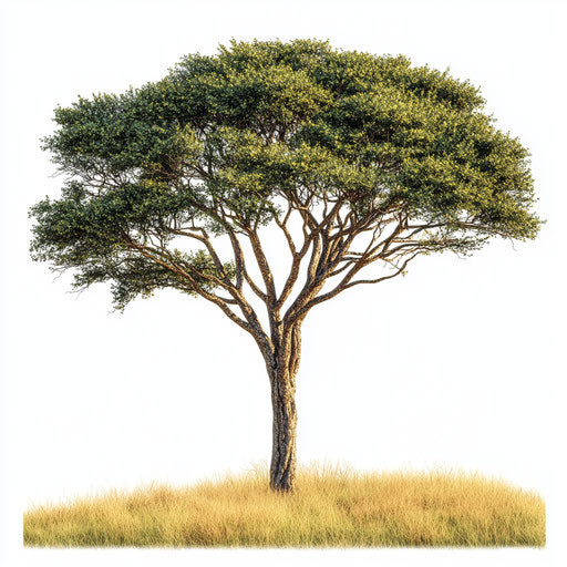 Realistic clipart of a savanna, high resolution, no background, isolated