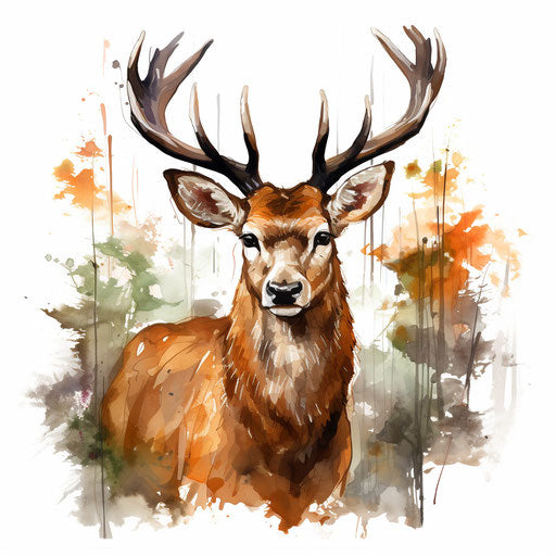 Deer clipart in the style of Oil painting, on a white background
