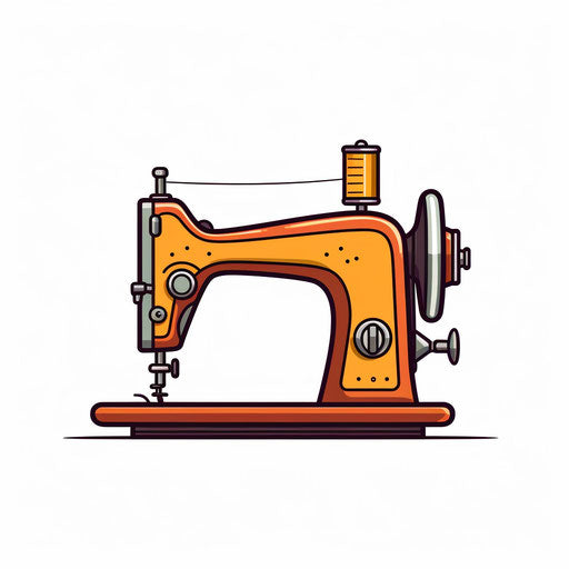 Minimalist sewing machine on white background