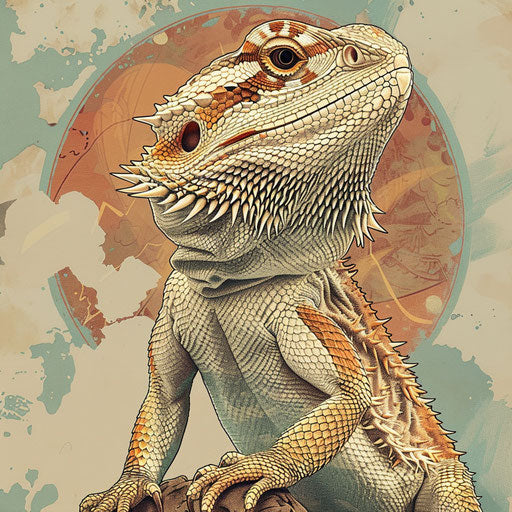Detailed illustration of a bearded dragon showcasing its unique features and dignified posture