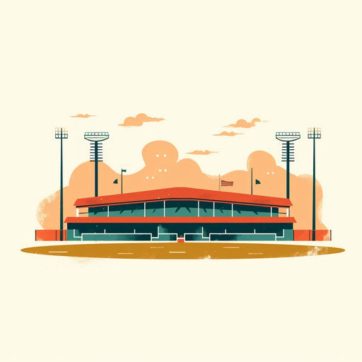 Minimalist baseball field clipart on white background