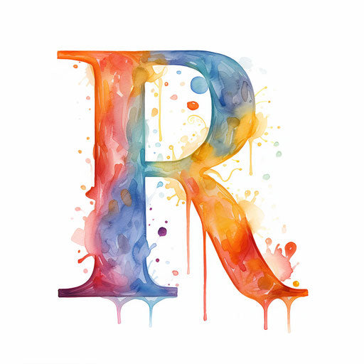 Alphabet clipart in the style of oil painting on white background