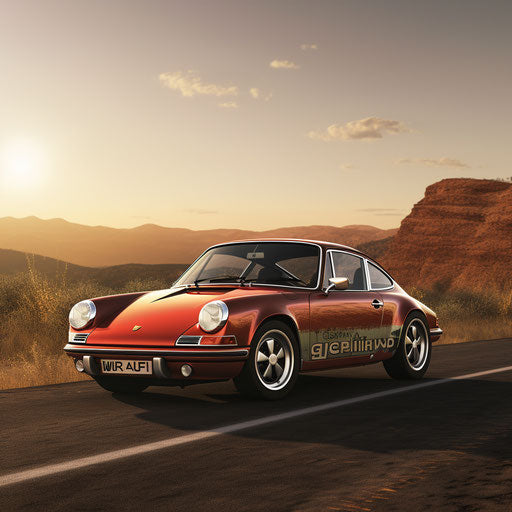 Red sports car on sunny country road