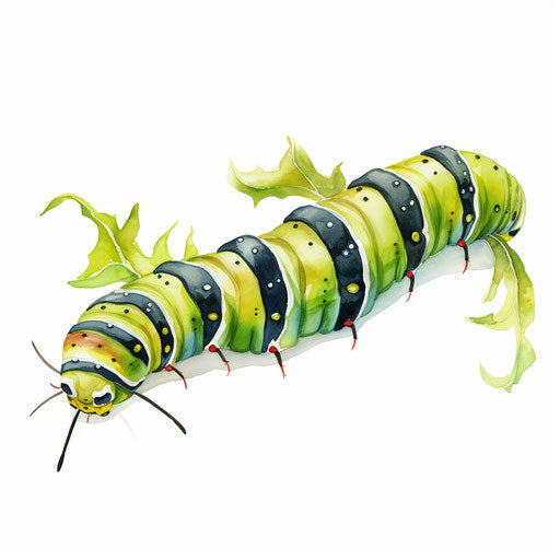Caterpillar in Oil painting style on white background