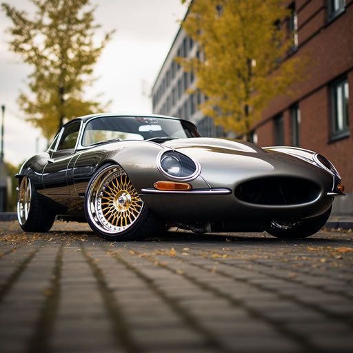 Jaguar E Type Car with Modern Alloy Rims