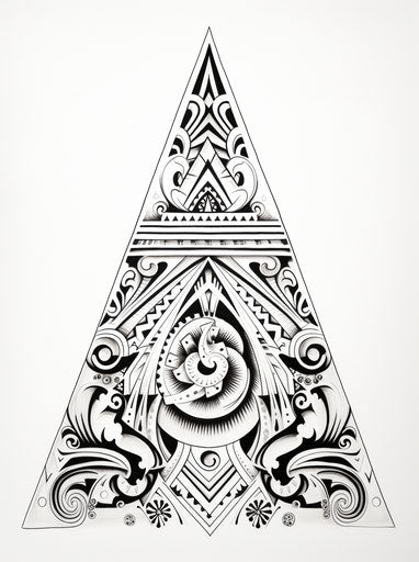 Teepee with black and white lines and symbols
