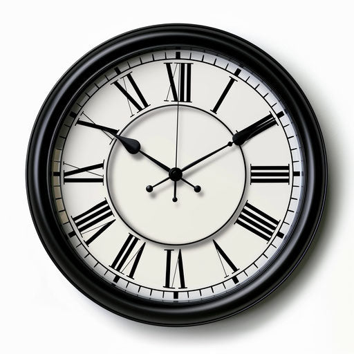 Clock clipart in photo realistic style with flat white background