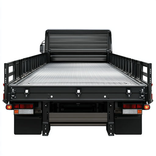 Realistic illustration of a cargo truck bed, high resolution, isolated