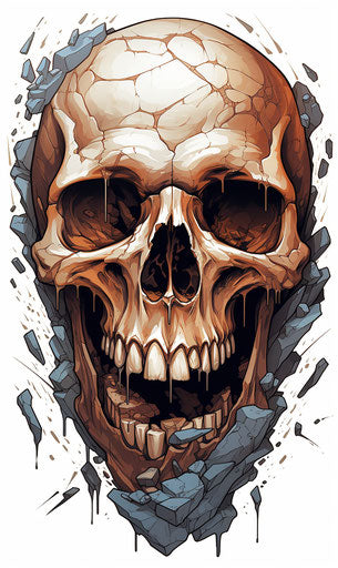 Cracked skulls vector, dynamic, frontal perspective